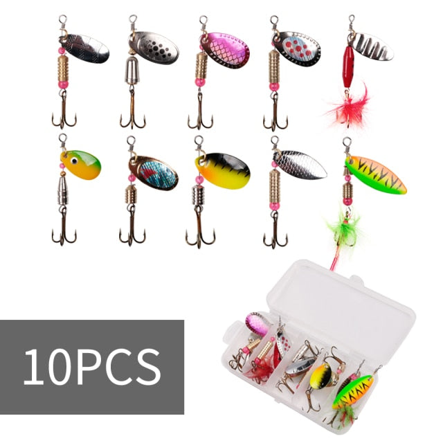 LUSHAZER fishing Metal spinner set 3g-7g Spoon Hard Bait Artificial Bait Metal Fishing Lure Bass sequins spinner for bass carp