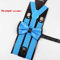 Solid Color Men Bow Tie Adjustable Elastic Suspenders With  Clip-on Braces