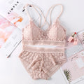 Women Lace Bra Sets Seamless Underwear Backless Vest Sexy Panties Padded Bralette Lingerie Ultrathin Briefs Female Intimates #F
