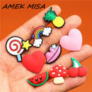 Single Sale 1pcs Shoe Charms Cartoon Heart-shaped Garden Shoe Accessories Buckle Decorations Fit Croc Wristband JIBZ Kids X-mas