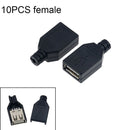 10pcs Type A Male Female USB 4 Pin Plug Socket Connector With Black Plastic Cover Type-A DIY Kits