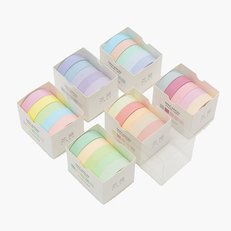 5pcs/lot Decorative Washi Tape Diy Rainbow Sticker Masking Paper Set For Diy Crafts Planners Scrapbooks Journals Cards