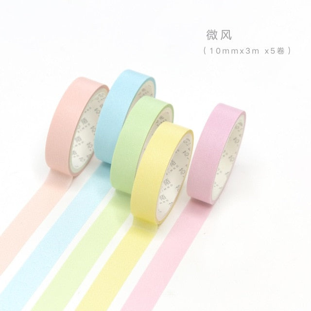 5pcs/lot Decorative Washi Tape Diy Rainbow Sticker Masking Paper Set For Diy Crafts Planners Scrapbooks Journals Cards