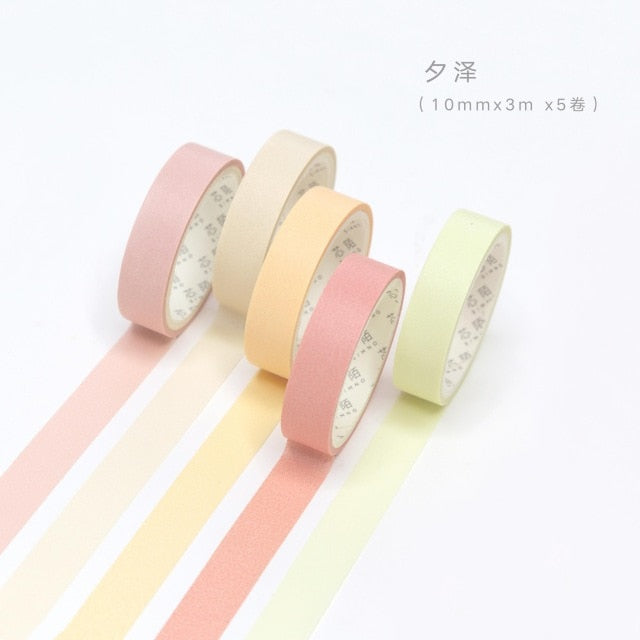 5pcs/lot Decorative Washi Tape Diy Rainbow Sticker Masking Paper Set For Diy Crafts Planners Scrapbooks Journals Cards