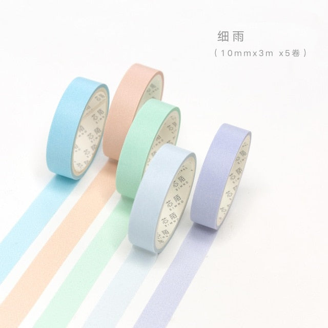 5pcs/lot Decorative Washi Tape Diy Rainbow Sticker Masking Paper Set For Diy Crafts Planners Scrapbooks Journals Cards