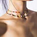 Bohemia handmade rainbow beads candy shell personality multi-layer satellite Necklace women's fashion jewelry necklace