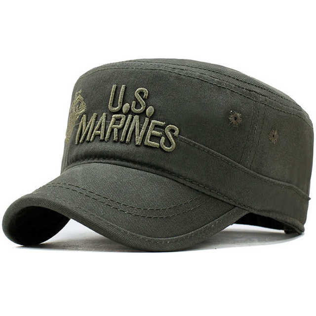 2019 United States US Marines Corps Cap Hat Military Hats Camouflage Flat Top Hat Men Cotton hHat USA Navy Embroidered Camo Hat