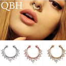 New Crystal Clicker Fake Septum For Women Clip Hoop Nose Ring Faux Piercing Gold Silver Plated Men Girl Gift Body Jewelry