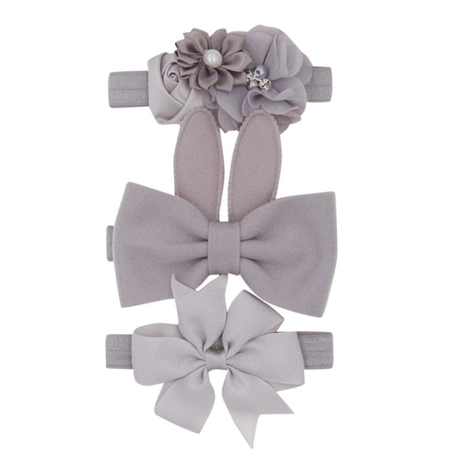 New 3pcs/lot Kids Baby Girls Floral Headband Chiffon Ribbon Bowknot Hair Accessories Hairband Set Elastic Children Kids Headwear