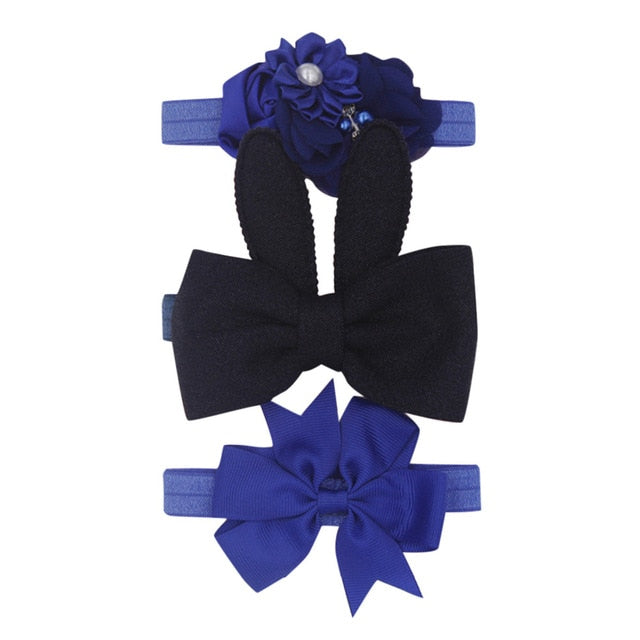 New 3pcs/lot Kids Baby Girls Floral Headband Chiffon Ribbon Bowknot Hair Accessories Hairband Set Elastic Children Kids Headwear