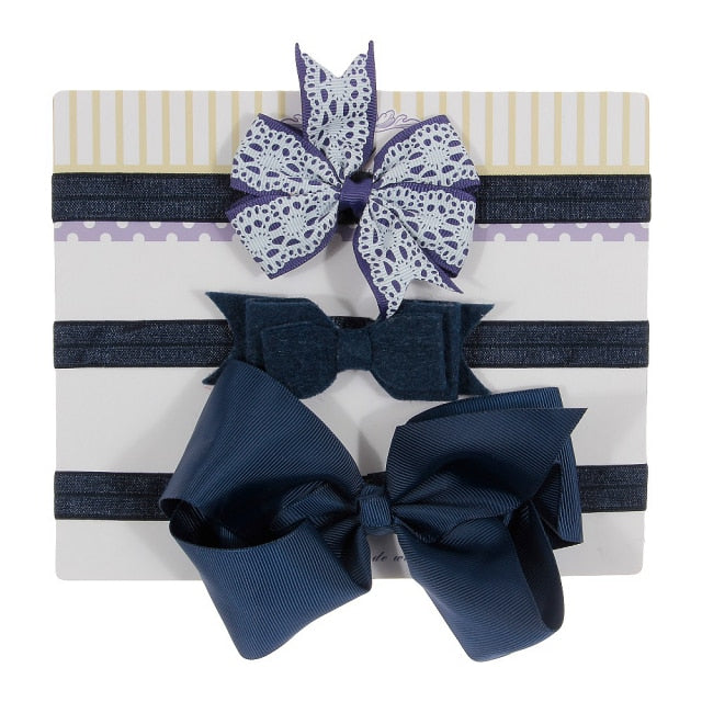 New 3pcs/lot Kids Baby Girls Floral Headband Chiffon Ribbon Bowknot Hair Accessories Hairband Set Elastic Children Kids Headwear