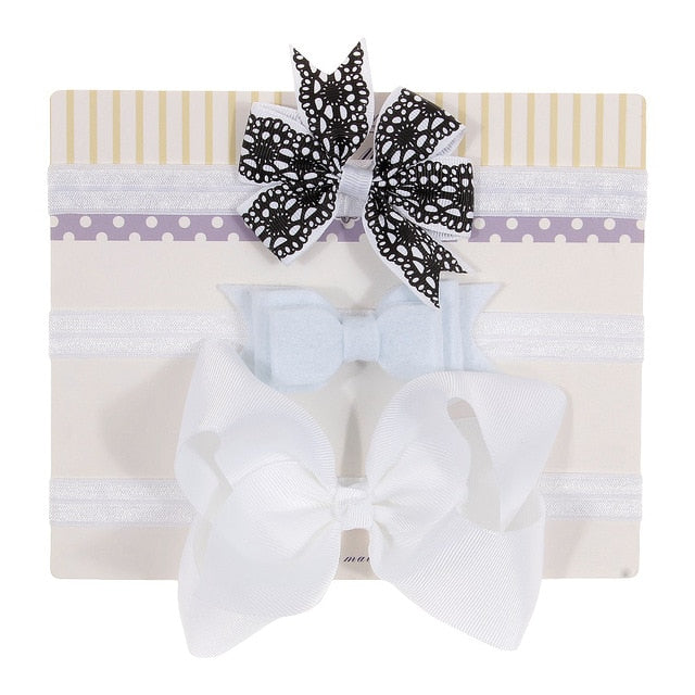 New 3pcs/lot Kids Baby Girls Floral Headband Chiffon Ribbon Bowknot Hair Accessories Hairband Set Elastic Children Kids Headwear