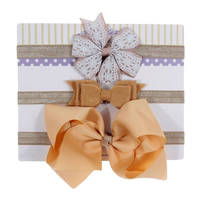 New 3pcs/lot Kids Baby Girls Floral Headband Chiffon Ribbon Bowknot Hair Accessories Hairband Set Elastic Children Kids Headwear