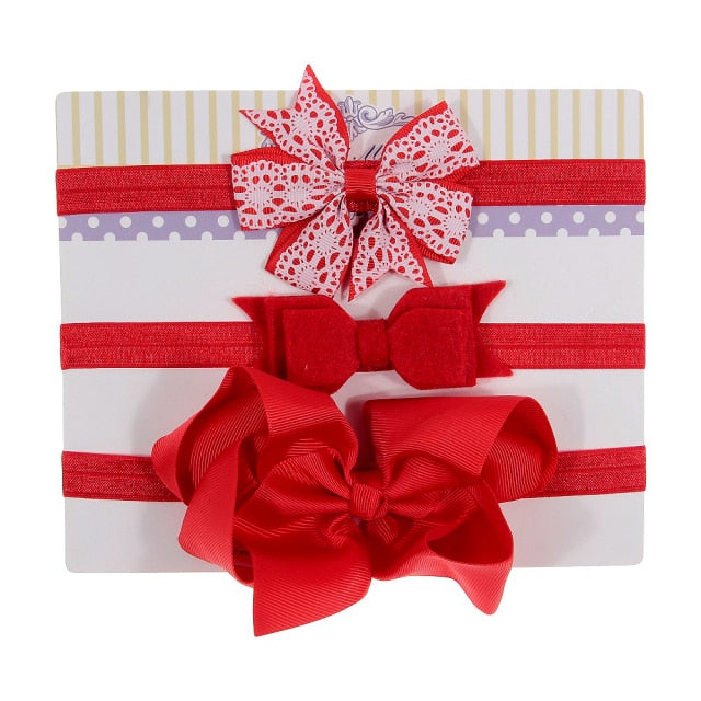 New 3pcs/lot Kids Baby Girls Floral Headband Chiffon Ribbon Bowknot Hair Accessories Hairband Set Elastic Children Kids Headwear