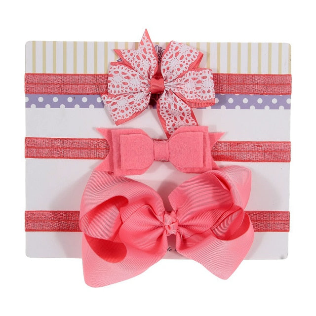 New 3pcs/lot Kids Baby Girls Floral Headband Chiffon Ribbon Bowknot Hair Accessories Hairband Set Elastic Children Kids Headwear