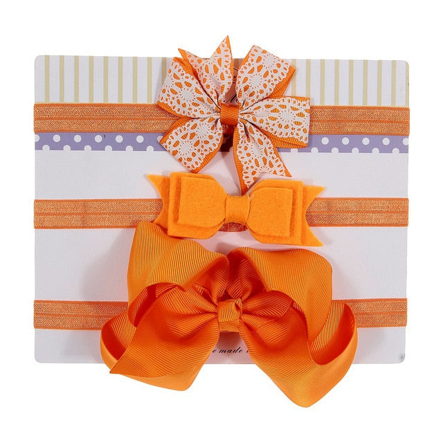 New 3pcs/lot Kids Baby Girls Floral Headband Chiffon Ribbon Bowknot Hair Accessories Hairband Set Elastic Children Kids Headwear