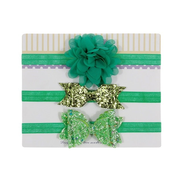 New 3pcs/lot Kids Baby Girls Floral Headband Chiffon Ribbon Bowknot Hair Accessories Hairband Set Elastic Children Kids Headwear