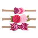 New 3pcs/lot Kids Baby Girls Floral Headband Chiffon Ribbon Bowknot Hair Accessories Hairband Set Elastic Children Kids Headwear