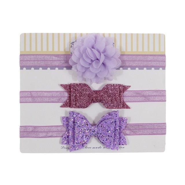 New 3pcs/lot Kids Baby Girls Floral Headband Chiffon Ribbon Bowknot Hair Accessories Hairband Set Elastic Children Kids Headwear