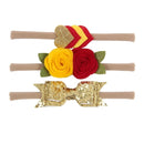 New 3pcs/lot Kids Baby Girls Floral Headband Chiffon Ribbon Bowknot Hair Accessories Hairband Set Elastic Children Kids Headwear