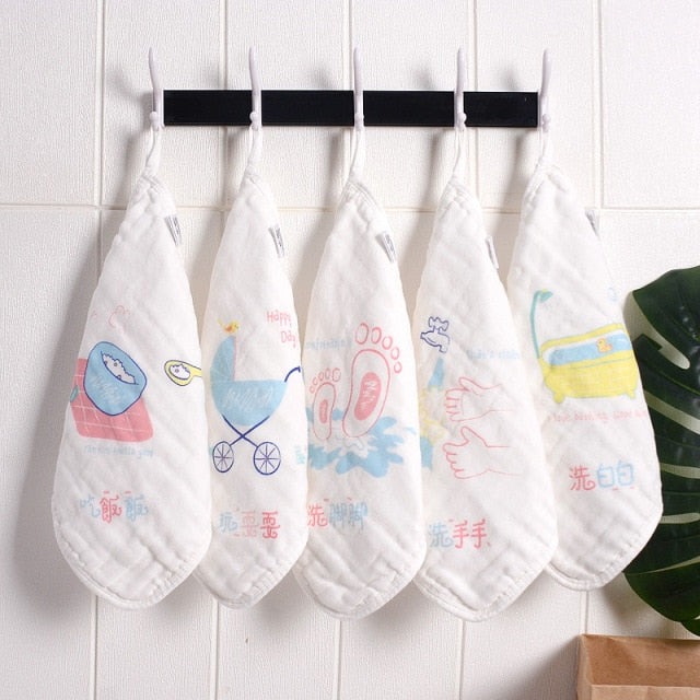 Happyflute 100% Cotton Square Face Towel 5piece/set Muslin Baby Stuff for Newborns Gauze Baby Wipes Wash Cloths