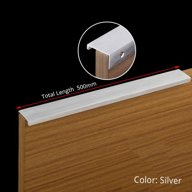 KAK Black Silver Hidden Cabinet Handles Zinc Alloy Kitchen Cupboard Pulls Drawer Knobs Bedroom Door Furniture Handle Hardware