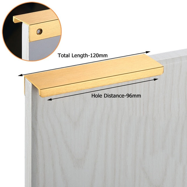 KAK Black Silver Hidden Cabinet Handles Zinc Alloy Kitchen Cupboard Pulls Drawer Knobs Bedroom Door Furniture Handle Hardware