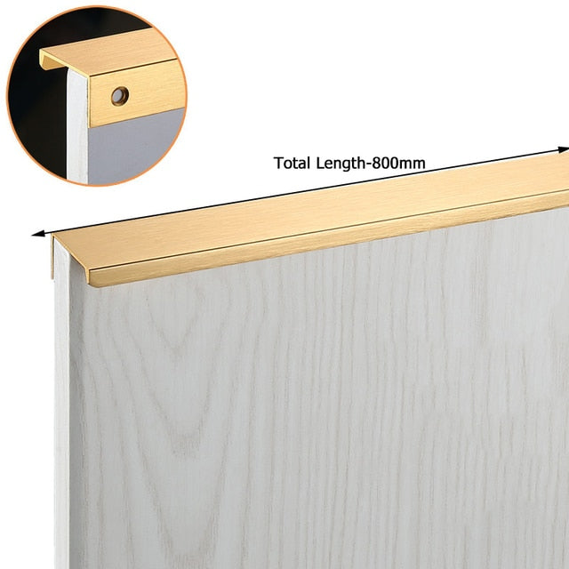 KAK Black Silver Hidden Cabinet Handles Zinc Alloy Kitchen Cupboard Pulls Drawer Knobs Bedroom Door Furniture Handle Hardware