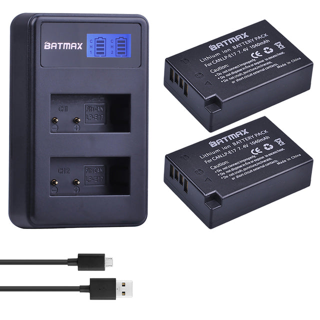 4Pcs LPE17 LP E17 LP-E17 Battery + LCD USB Dual Charger for Canon EOS 200D M3 M6 750D 760D T6i T6s 800D 8000D Kiss X8i Cameras