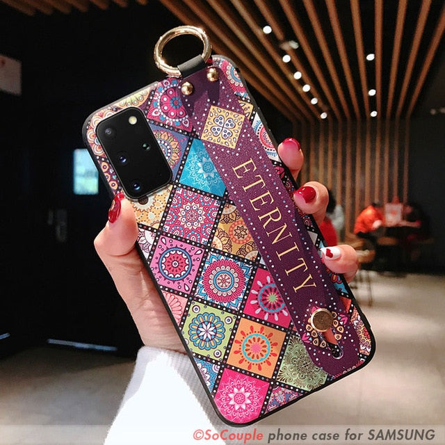 Bright Tiles Print Wristlet Case For Samsung Galaxy A50 A51 A70 A71 A30s A20 S8 S9 S10 S20 Plus Ultra Note 10 plus