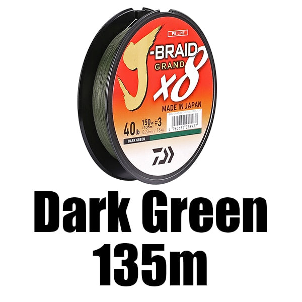 New Original DAIWA J-BRAID GRAND Fishing Line 135M 270M 8 Strands Braided PE Line Fishing Tackle 18 20 25 30 35LB Made in Japan