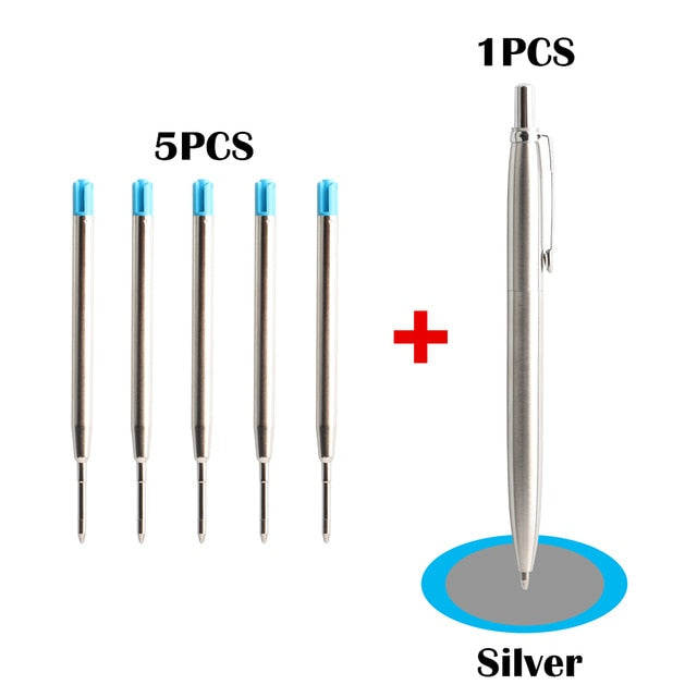 2/6/10/PCS GENKKY Ballpoint Pen Metal Materiall Press Style Ball Pens For School Office Writing Point 0.7mm Ink Color Black Blue