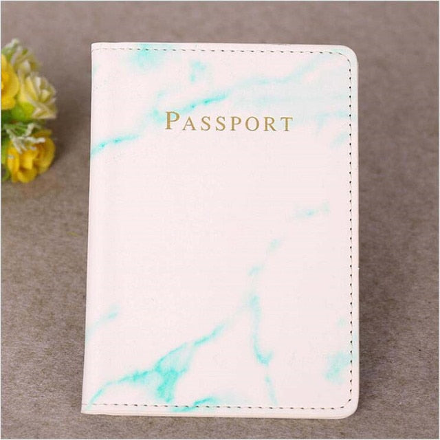 Fashion Women Men Passport Cover Pu Leather Marble Style Travel ID Credit Card Passport Holder Packet Wallet Purse Bags Pouch
