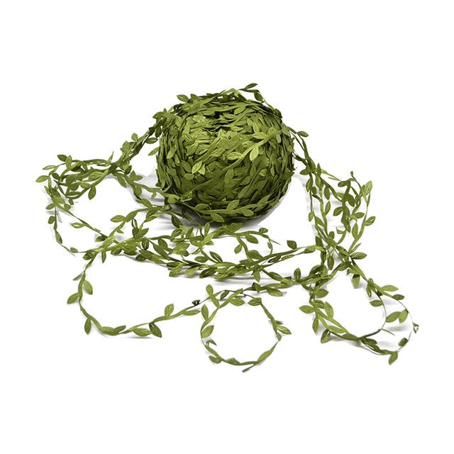 10 Meter Silk Leaf-Shaped Handmake Artificial green Leaves For Wedding Decoration DIY Wreath Gift Scrapbooking Craft Fake Flower