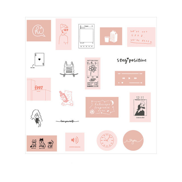 Mohamm 60 Sheets Cartoon Stationery Stickers Release Paper Stickers Scrapbooking Accessories School Supplies Diary Photos Albums