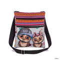 Miyahouse cute lady shoulder bag owl print messenger flap bag female mini canvas ladies bag double zipper ladies messenger bag