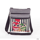 Miyahouse cute lady shoulder bag owl print messenger flap bag female mini canvas ladies bag double zipper ladies messenger bag