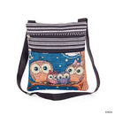 Miyahouse cute lady shoulder bag owl print messenger flap bag female mini canvas ladies bag double zipper ladies messenger bag