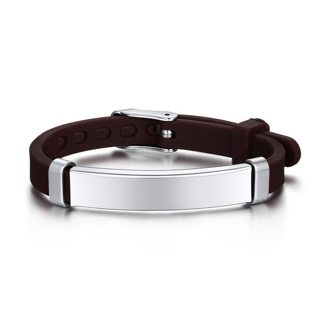 Vnox Personalize Kids Baby ID Bracelets Soft Silicone Rudder Stainless Steel Children Girls Boys Custom Emergency Name Phone