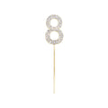 1Pc Glitter Alloy Rhinestone Number Cake Toppers Baby Shower Birthday Decoration Wedding Gold Silver Digital Cakes Dessert Decor