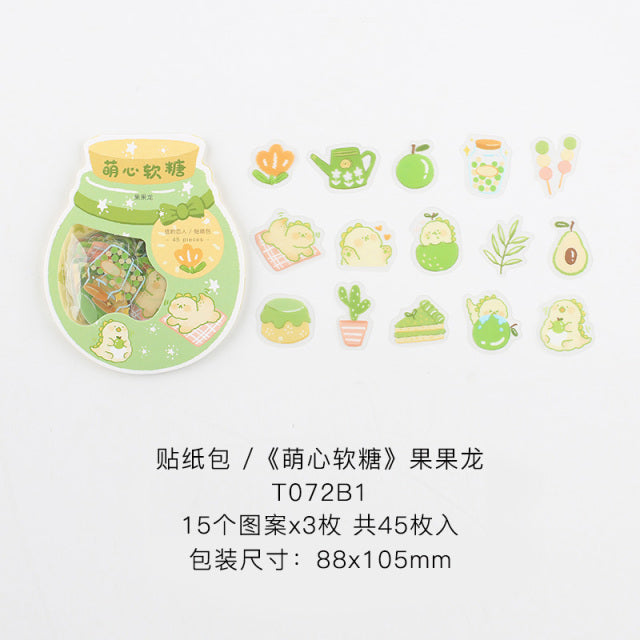 45 pcs/pack Cute Candy Series Journal Decorative Stickers Scrapbooking Stick Label Diary Stationery Album animal cat Stickers