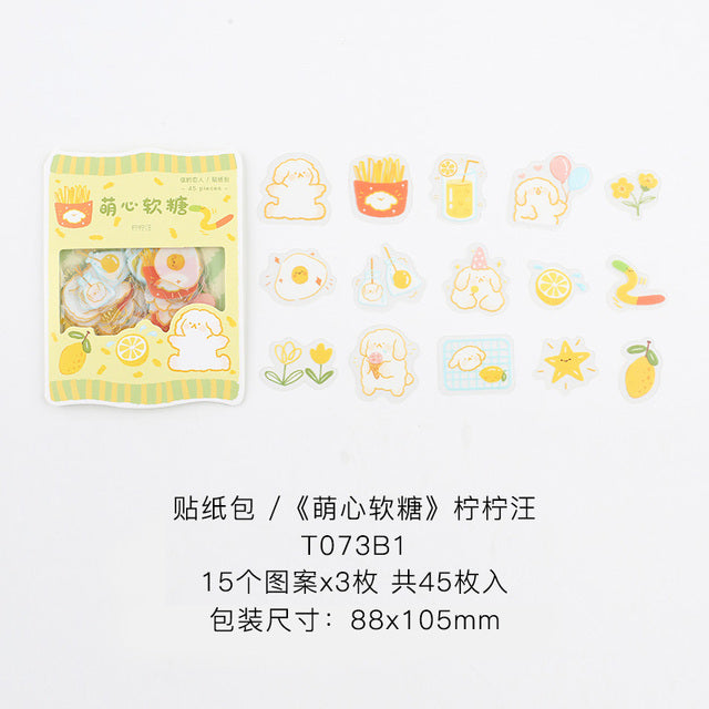 45 pcs/pack Cute Candy Series Journal Decorative Stickers Scrapbooking Stick Label Diary Stationery Album animal cat Stickers