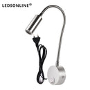 Bedside Working Study Reading Lamp Wall lamp sconces 3W LED Book Lamp wall Night light fixtures Spot LED EU US Plug Cord