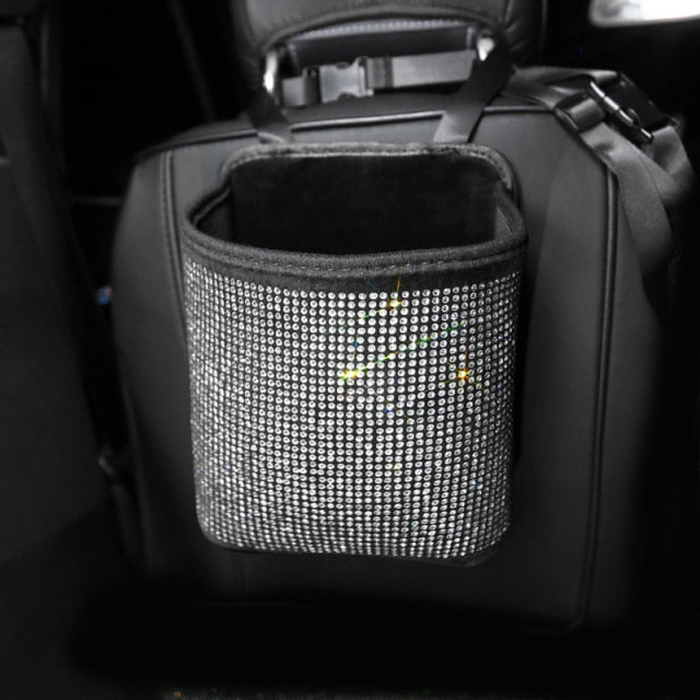 Luxury Diamond Rhinestone Car Storage Bag Organizer Seat Back Holder Multi-Pockets Car Backseat Stowing Tidying for Women