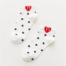Kawaii Women 3D Ear socks Red Heart Pattern With Big Eyes Cute Campus Simple Basic Fresh Female Sokken Happy Socks Sweet Girls