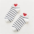 Kawaii Women 3D Ear socks Red Heart Pattern With Big Eyes Cute Campus Simple Basic Fresh Female Sokken Happy Socks Sweet Girls