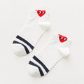 Kawaii Women 3D Ear socks Red Heart Pattern With Big Eyes Cute Campus Simple Basic Fresh Female Sokken Happy Socks Sweet Girls