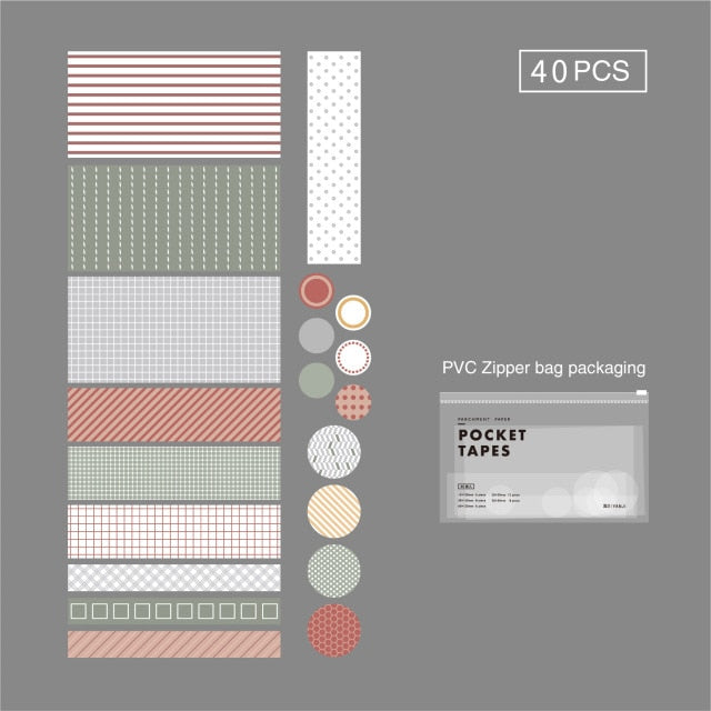 Mr.paper 4 Designs 40Pcs/lot Vintage Sights Simple Stripe Pocket Tape Deco Stickers Scrapbooking Bullet Journal Deco Stickers