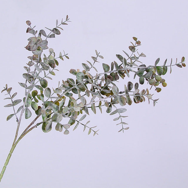 artificial plastic plants leaves tree green eucalyptus branch for garden wedding decoration faux fake foliage christmas decor