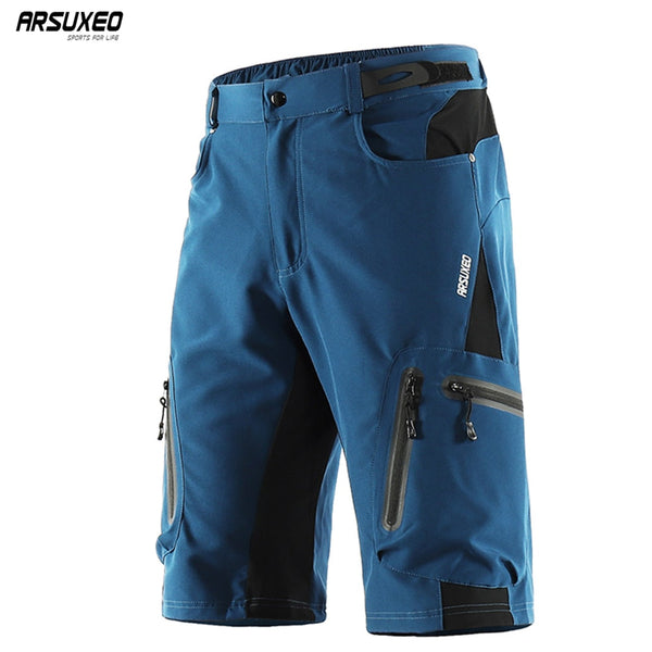 ARSUXEO Men's Outdoor Sports Cycling Shorts MTB Downhill Trousers Mountain Bike Bicycle Shorts Water Resistant Loose Fit 1202